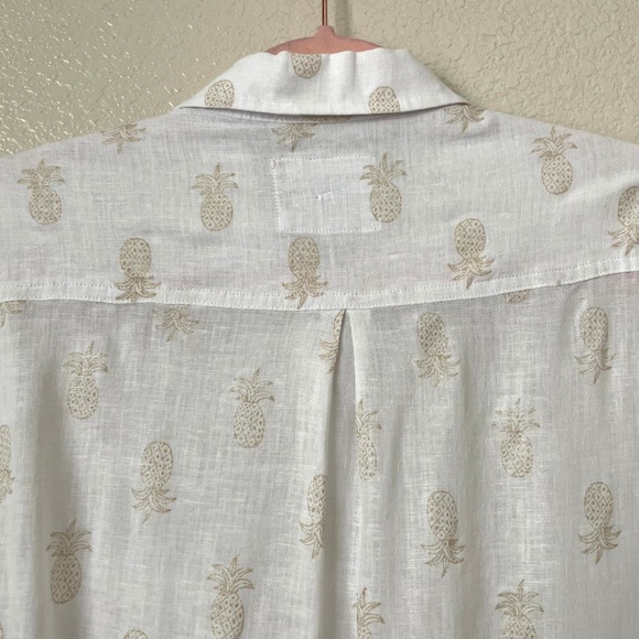 Rails Top Womens Small White Gold Charli Pineapple Linen Button Down Tropical - Picture 7 of 11